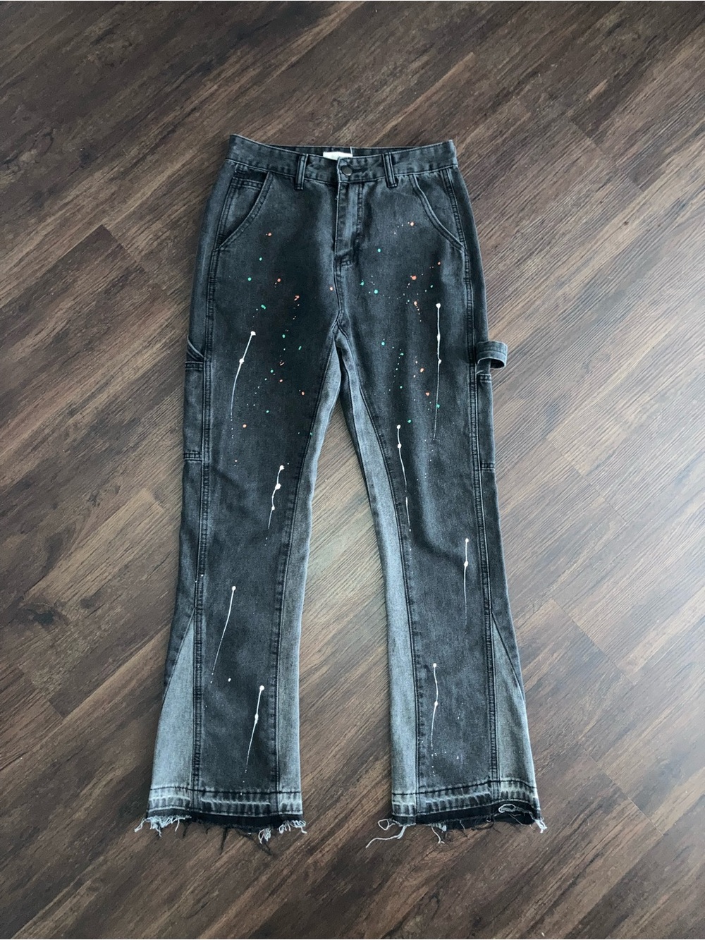 Gallery Dept Black Paint-Splatter Flare Jeans size s